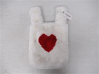Surell Faux Rex Rabbit Handbag White, Red Heart