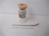 TRONCO Reusable Glass Tumbler, Bamboo Lid, 22 OZ