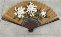 HUGE hand-painted Decorator fan spans apx 5.5’