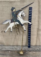 Vintage soldier on horseback metal balance toy -