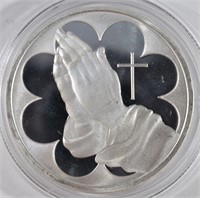 PRAYING HANDS  .999 SILVER 1 OZ ROUNDS