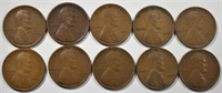 (10) 1909 VDB LINCOLN WHEAT CENTS