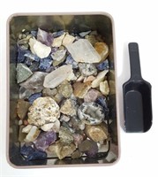 Tin of Assorted Rocks, Crystals, Geode, Pyrite Etc