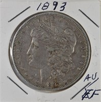 1893 MORGAN DOLLAR AU/XF