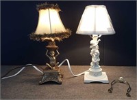 Small Night Table Lamps, Monkey & Cherub Themed