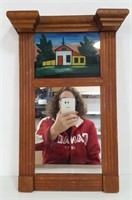 Antique Mirror w/Reverse Painted Glass