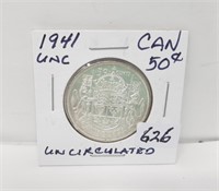 1941 Uncirculated Canada 50 Cent Piece
