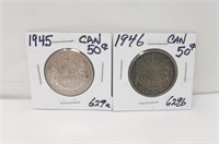 1945 And 1946 Canada 50 Cent Pieces