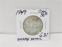 1949 Sharp Detail Canada 50 Cent Piece