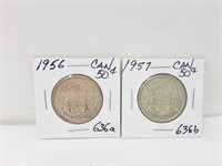 1956 And 1957 Canada 50 Cent Pieces
