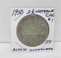 1950 2 1/2 Waterline Canada Silver Dollar