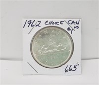1962 Choice Canada Silver Dollar