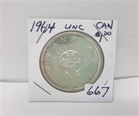 1964 Uncirculated Canada Silver Dollar
