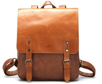 LXY Vegan Leather Backpack Vintage Laptop Bookbag