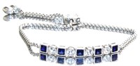 Blue & White Sapphire Designer Bolo Bracelet
