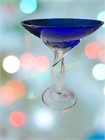 vintage makora krosno art glass cobalt blue