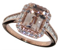14k Rose Gold 2.51 ct Morganite & Diamond Ring