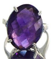 Natural 15.00 ct Amethyst Checkerboard Solitaire