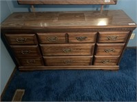 Wooden 9-Drawer Dresser w/Mirror.