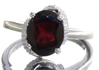 Oval 3.15 ct Natural Garnet & Diamond Ring