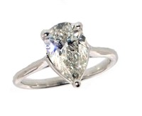 14k Gold 2.15 ct Pear Shape Lab Diamond Ring