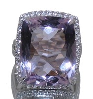 Natural 24.65 ct Pink Amethyst & White Topaz Ring