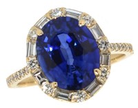 14k Gold 4.97 ct Sapphire & Diamond Ring