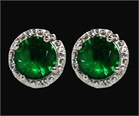 Round 2.00 ct Emerald Stud Earrings