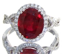 14kt Gold 5.27 ct Oval Ruby & Diamond Ring