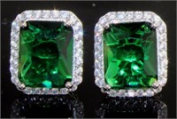 Step Cut 6.75 ct Emerald Stud Earrings