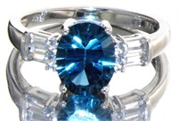 Oval 2.05 ct Natural London Blue Topaz Ring