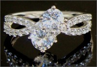 Elegant White Sapphire "Ever Us" 2 Stone Ring