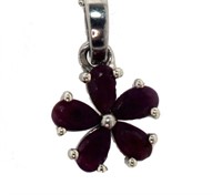 Natural 1.33 ct Ruby Flower Necklace