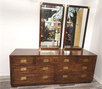 Henredon  mid century modern dresser  and  two