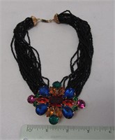 Vintage 'Dauplaise' Black Bead Necklace