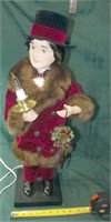 Vtg Porcelain Doll In Fur Lined Jacket & Top Hat