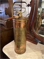 Copper and brass antique fire extinguisher