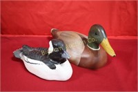 Handmade Wood Ducks Damaged Bills 2pc lot