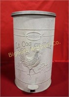 Galvanized Rooster Trash Can
