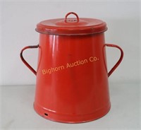 Large Red Enamel Pot w/ Lid