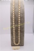 30" Knotted Pearl Necklace & Earring Set