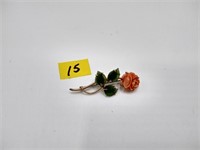 Gold Filled JADE?? rose pin brooch