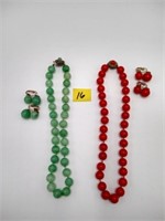 Vogue RED & GREEN necklace earring set 2 sets