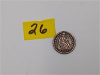 1853 Seat Silver Dime w/ Arrows HAS DRILL HOLE