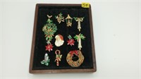 Christmas brooches costume jewelry lot