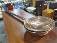 WOOD HANDLED COPPER  LIFT TOP BED WARMER