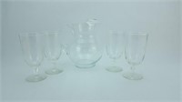 Glass Round Pitcher with 4  Ice Tea Tumblers