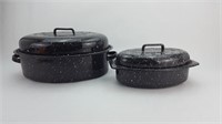 2 Oval Covered Roaster Pans
