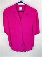 Neiman Marcus Pink Collard Top, Size 8, 100% Silk