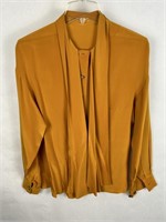 unmarked 100% silk blouse missing top button